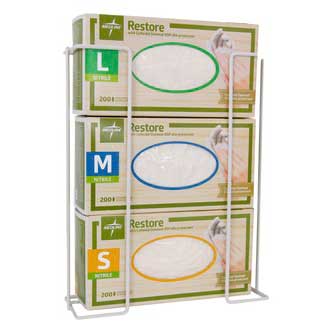 Medline Triple white wire glove box holder
