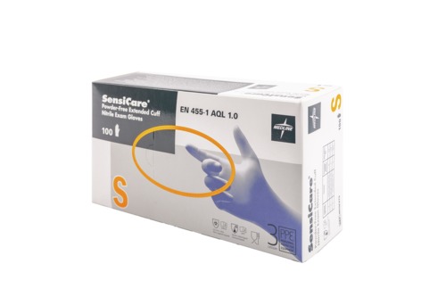 Medline SensiCare® Extended Cuff Nitrile Exam Gloves S