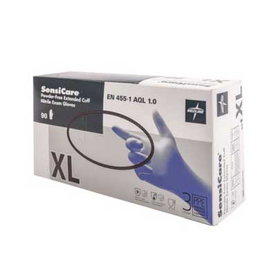 Medline SensiCare® Extended Cuff Nitrile Exam Gloves XL