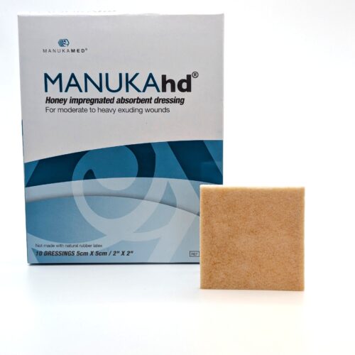 Manuka HD - Honey Fibre Premium Super Absorbent dressing, 5cm x 5cm (box of 10)