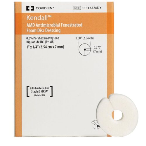 Kendall AMD Antimicrobial Foam Disk 2.54cm, 4mm hole