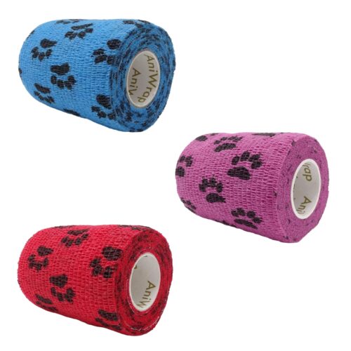 AniWrap Cohesive Bandage Paw Print (Box of 12)